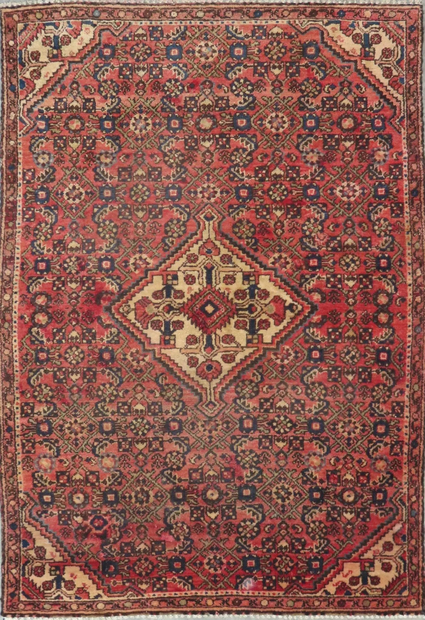One Of The Kind Hand-Knotted Persian Wool Rug _ Luxurious Vintage Design, 5'5" x 3'9", Artisan Crafted
