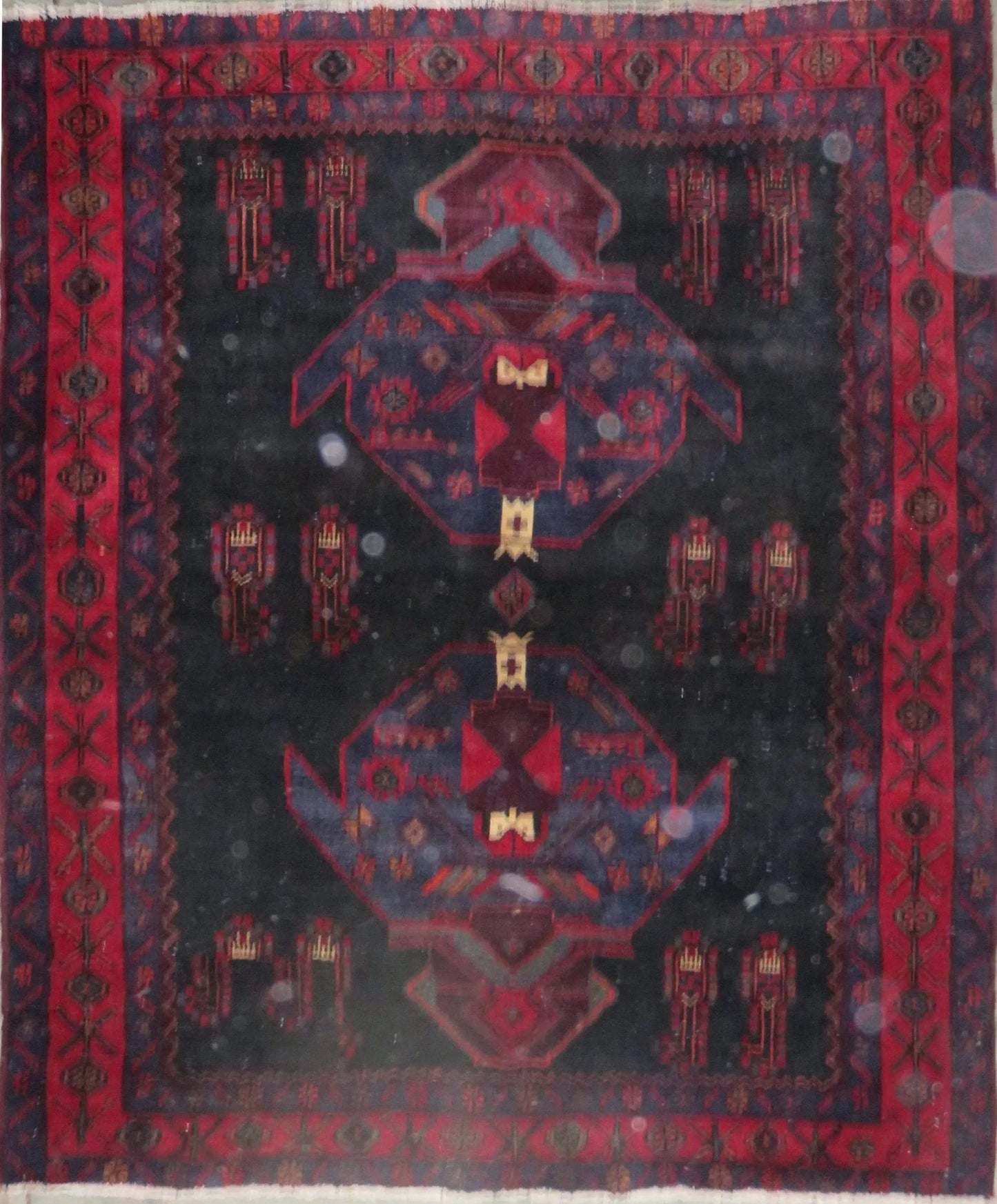 One Of The Kind Hand-Knotted Persian Wool Rug _ Luxurious Vintage Design, 5'7" x 4'8", Artisan Crafted