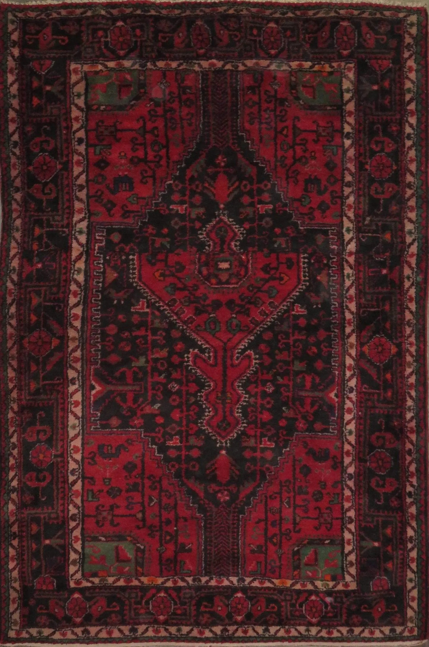 One Of The Kind Hand-Knotted Persian Wool Rug _ Luxurious Vintage Design, 7'7" x 4'8", Artisan Crafted