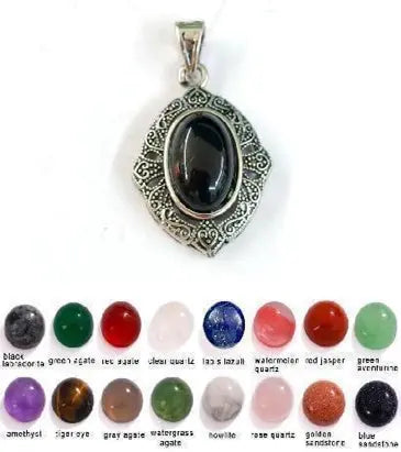 Handmade Natural Stone Gemstone Pendant with Copper & Silver, Stone Size 10*14mm, No. 91 ABC Rugs Kilims