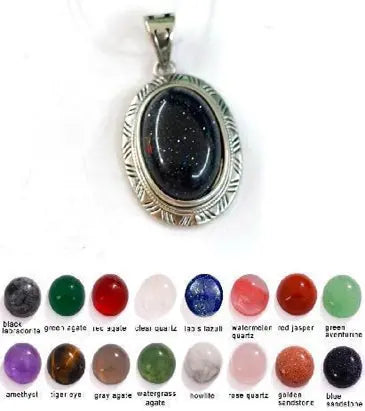 Handmade Natural Stone Gemstone Pendant with Copper & Silver, Stone Size 13*18mm, No. 77 ABC Rugs Kilims