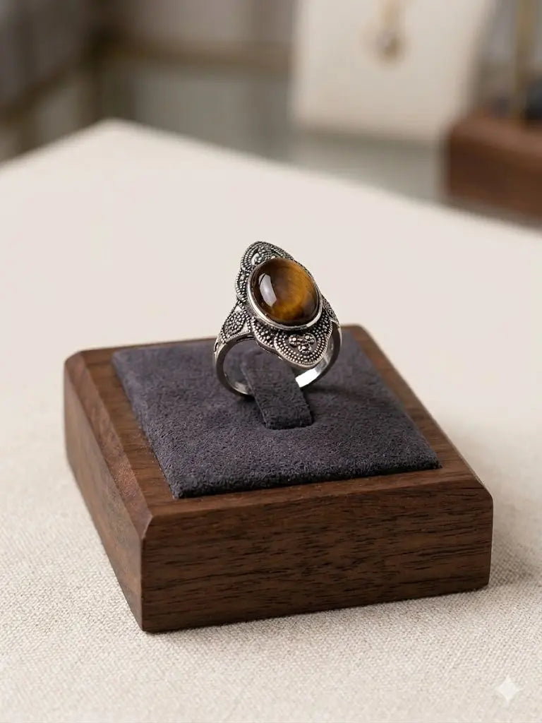 Handmade Natural Stone Gemstone Rings With Copper & Silver, Stone Size 10*14mm, Vin-New-Rin38