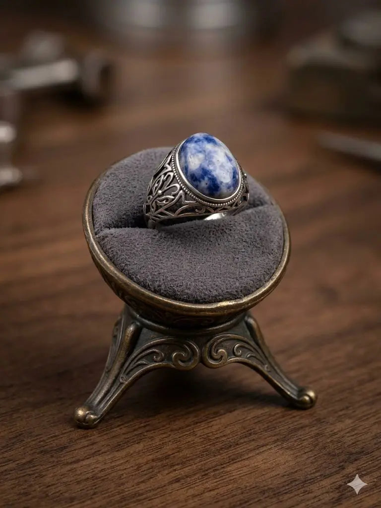Handmade Natural Stone Gemstone Rings With Copper & Silver, Stone Size 12*16mm, Vin-New-Rin67