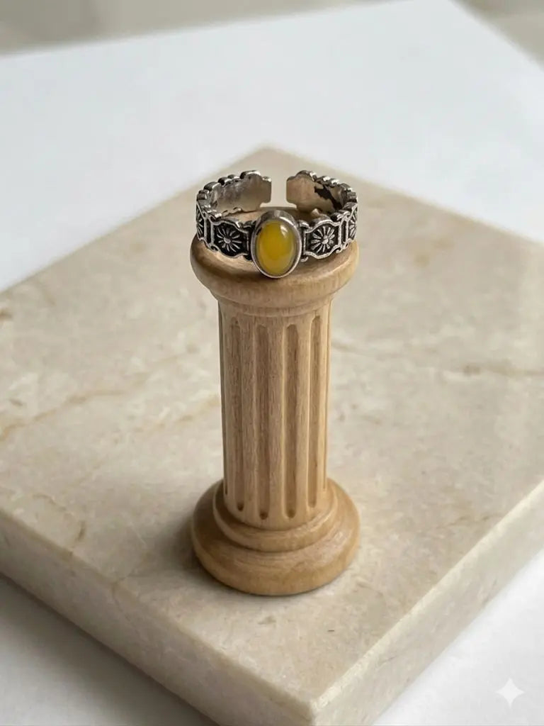 Handmade Natural Stone Gemstone Rings With Copper & Silver, Stone Size 4*6mm, Vin-New-Rin89