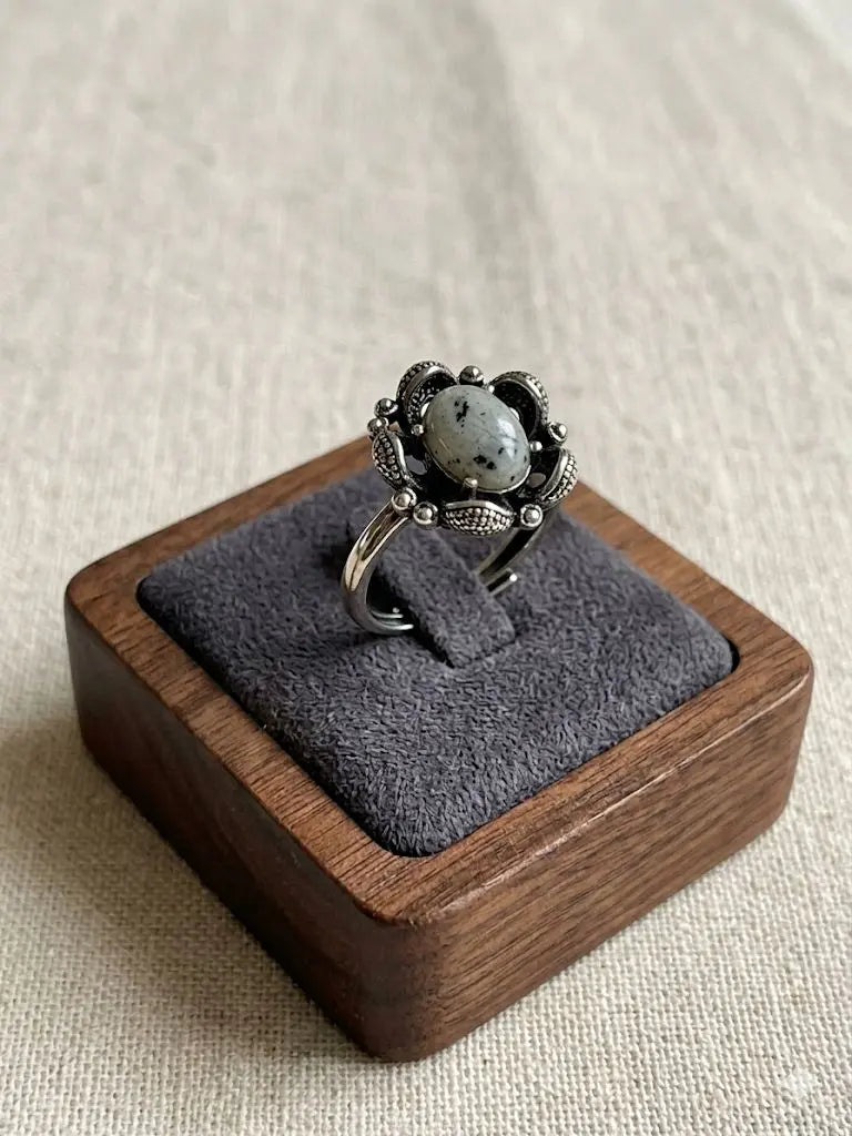 Handmade Natural Stone Gemstone Rings With Copper & Silver, Stone Size 8*10mm, Vin-New-Rin33