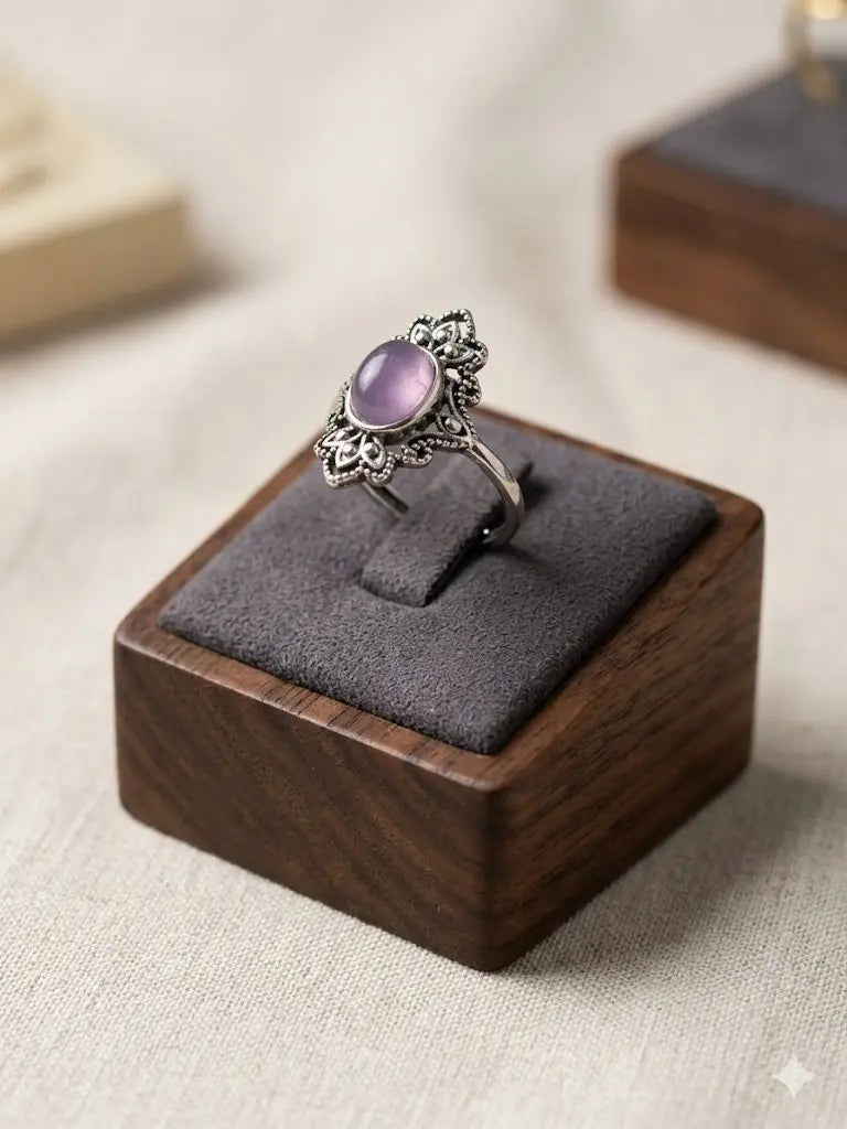 Handmade Natural Stone Gemstone Rings With Copper & Silver, Stone Size 8*10mm, Vin-New-Rin42