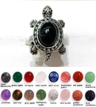 Handmade Natural Stone Gemstone Rings with Copper & Silver, Stone Size 10*12mm, No. 54 ABC Rugs Kilims