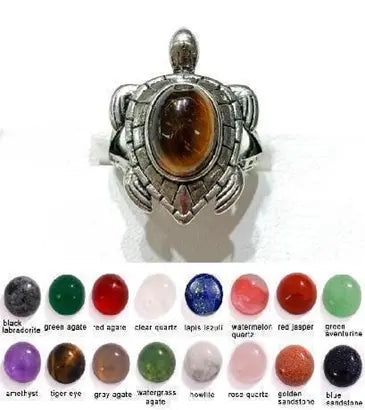 Handmade Natural Stone Gemstone Rings with Copper & Silver, Stone Size 8*10mm, No. 08 ABC Rugs Kilims