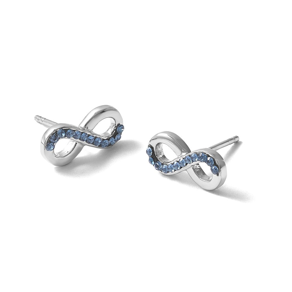 Sterling Silver Rhodium-Plated Polished Crystal Eternity Post Earrings