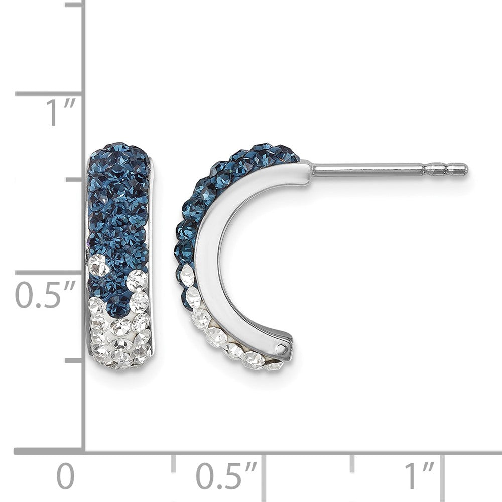 Sterling Silver Rhodium-Plated Polished Crystal J-Hoop Earrings