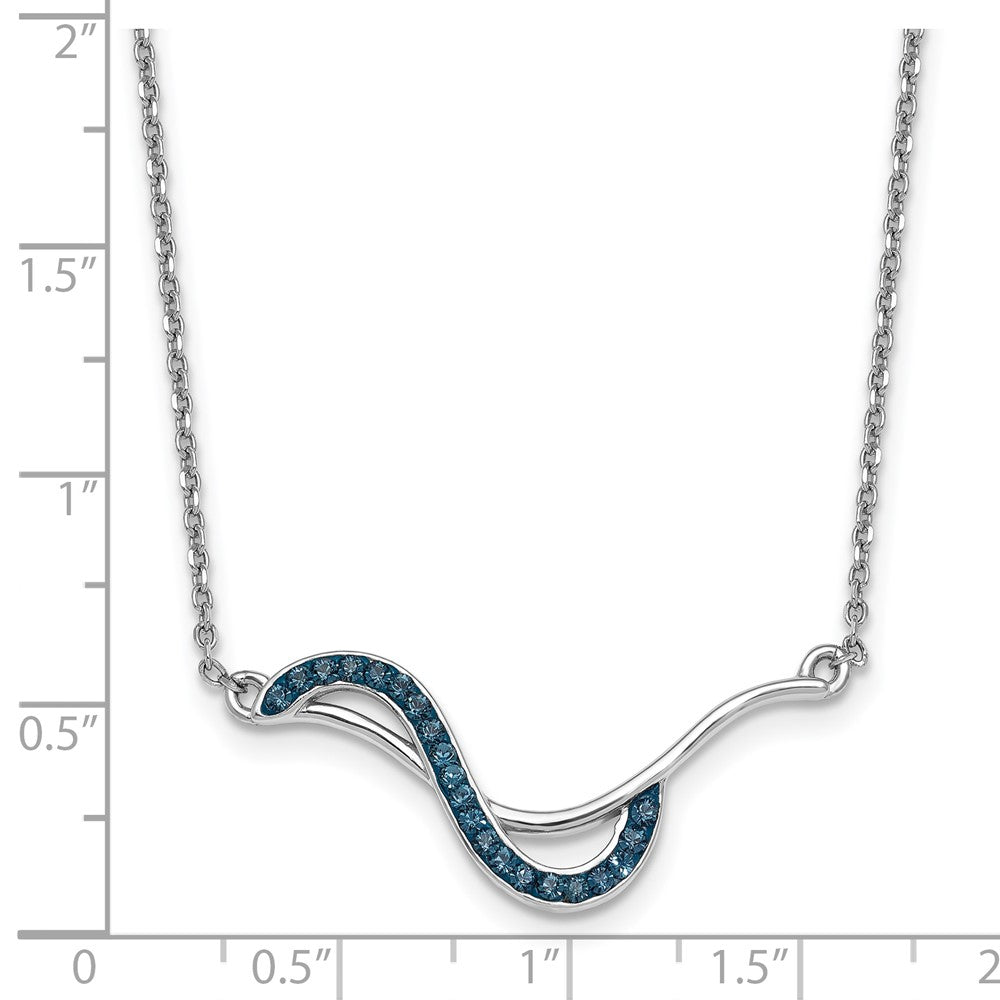 Sterling Silver Rhodium-Plated Crystal Fashion Wave 16.5 +1in Necklace