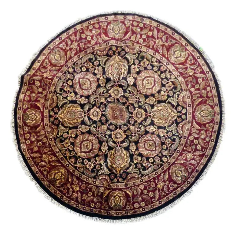 One Of The Kind Indian Hand-Knotted Rug 7'11" X 7'11"
