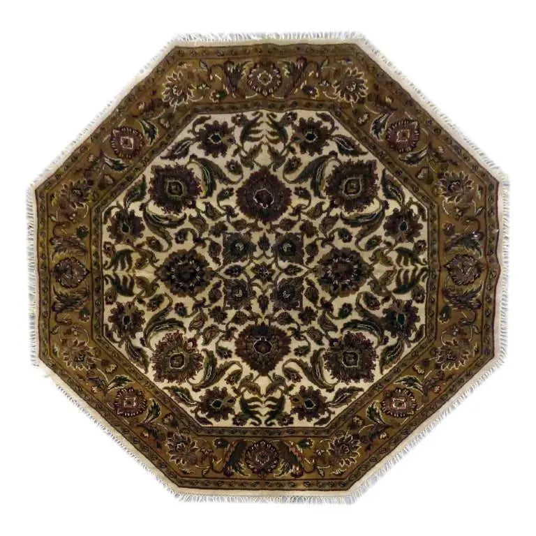 One Of The Kind Indian Hand-Knotted Rug 7'9" X 7'9"