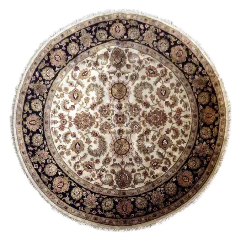 One Of The Kind Indian Hand-Knotted Rug 8' X 8'