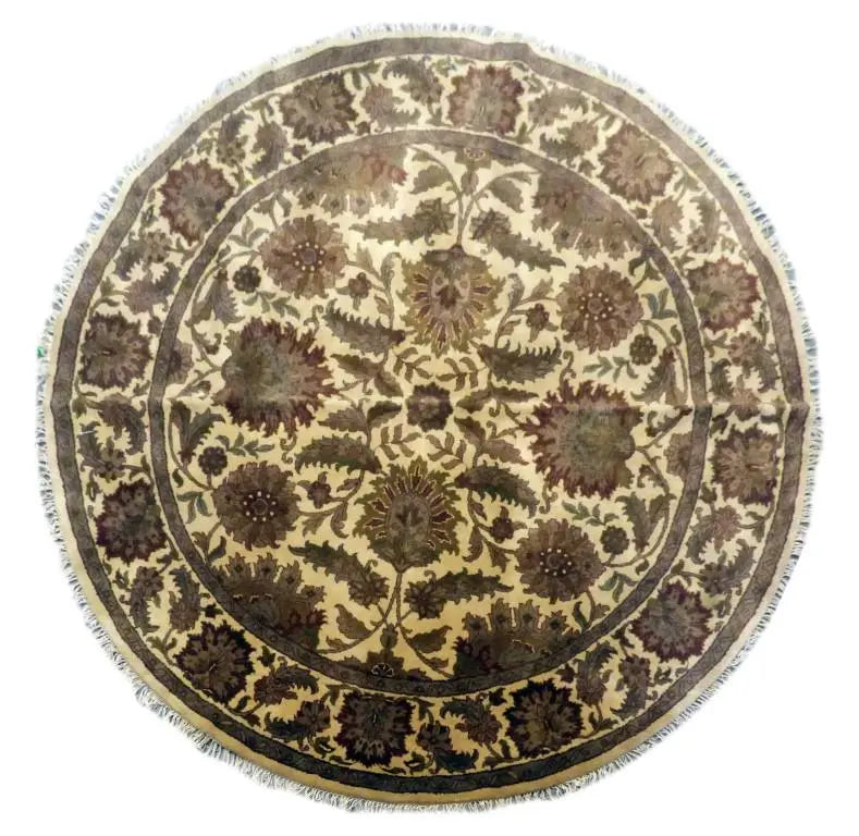 One Of The Kind Indian Hand-Knotted Rug 8' X 8'