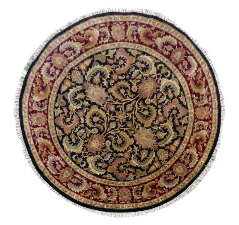 One Of The Kind Indian Hand-Knotted Rug 8' X 8'