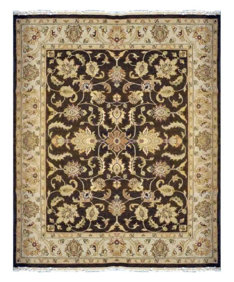 One Of The Kind Indian Hand-Knotted Rug 8'11 X 6'10
