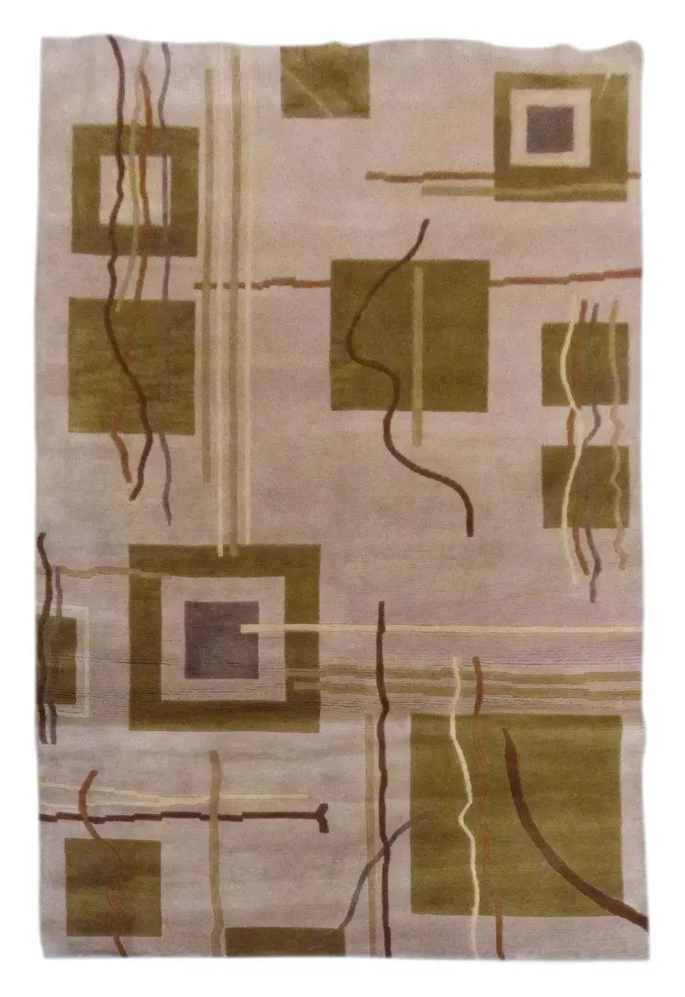 One Of The Kind Indian Modern Design Rug 8'0" X 5'0"