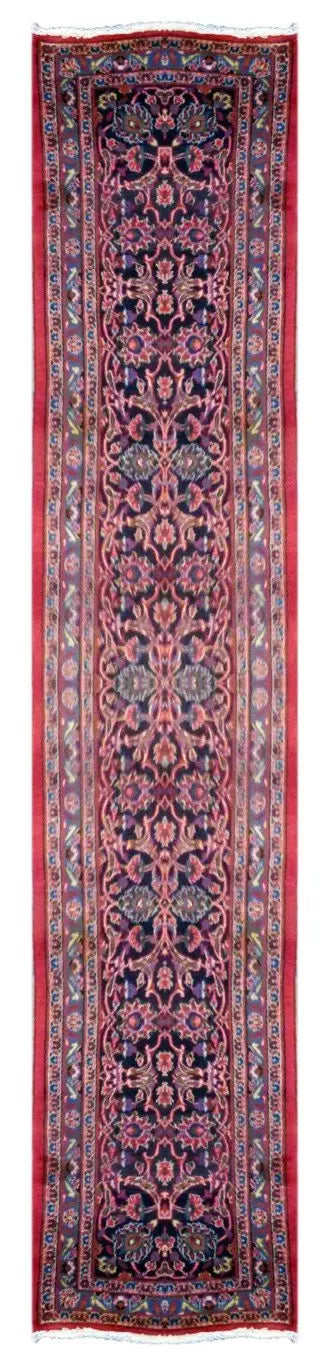 Iranian Persian Hand-Knotted Rug Made With Natural Wool & Cotton Color Red & Black 328 X 75Cm Pan0