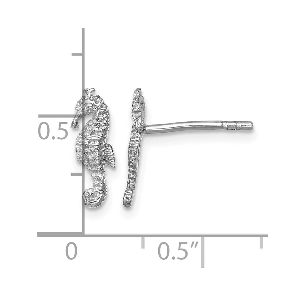 Sterling Silver Rhodium-plated Polished Seahorse Post Earring