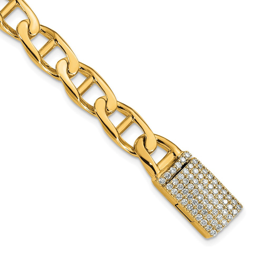 14k 1 1/4ct Lab Grown Dia VS+ F+ Comp 8in 9mm Polished Anchor Bracelet