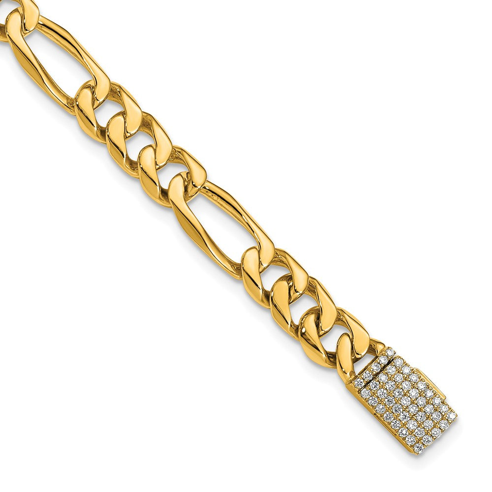 14k 1/2ct Lab Grown Dia VS+ F+ Comp 8in 7mm Polished Figaro Bracelet