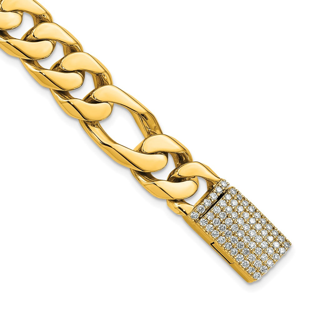 14k 1 1/4ct Lab Grown Dia VS+ F+ Comp 8in 10mm Polished Figaro Bracelet