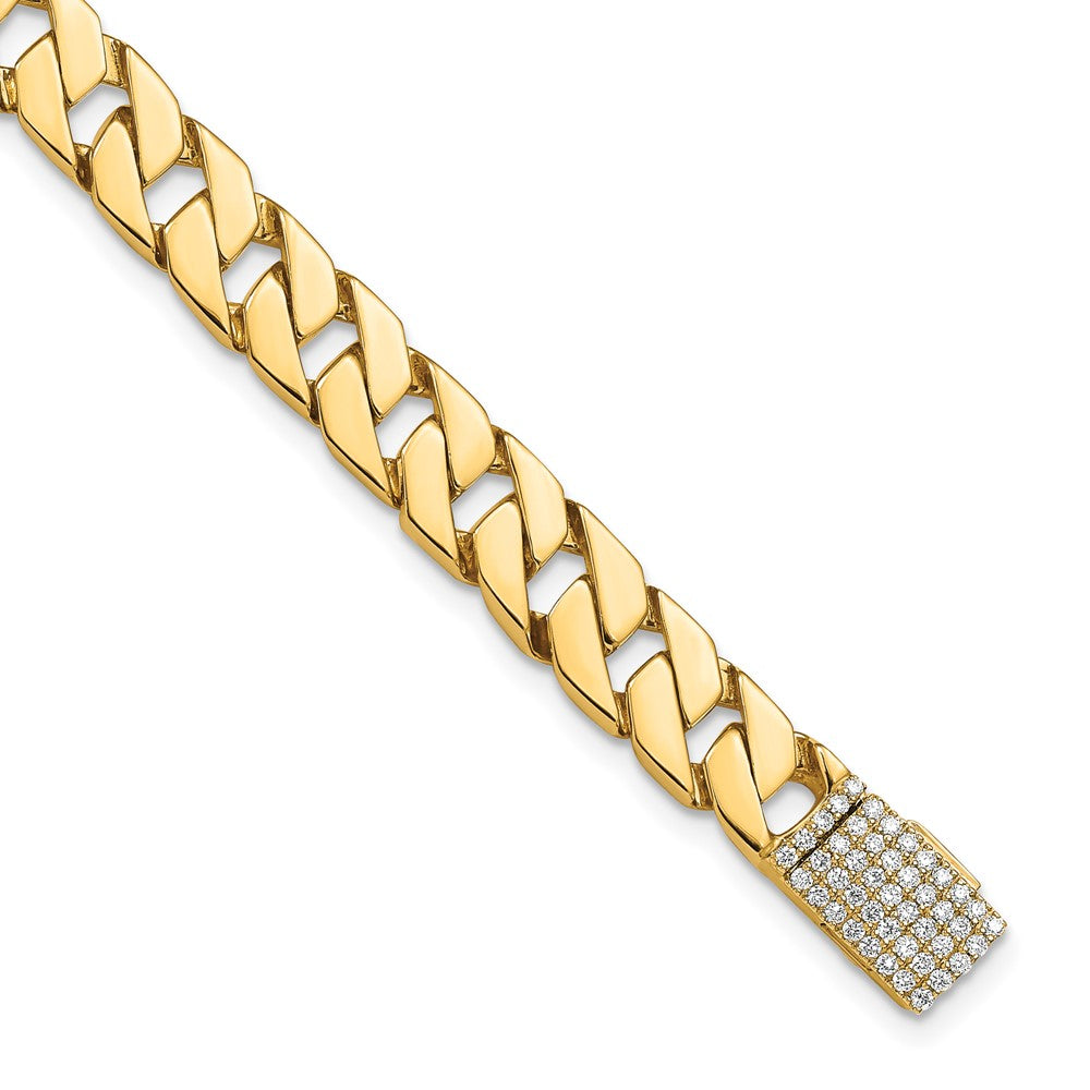 14k 1/2ct Lab Grown Dia VS+ F+ Comp 8in 7.4mm Polished Link Bracelet