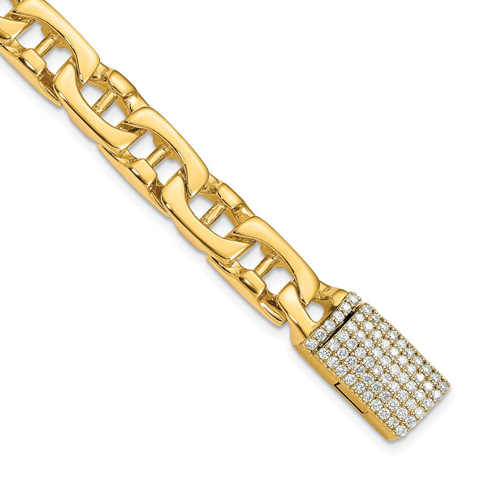 14k 1 1/4ct Lab Grown Dia VS+ F+ Comp 8in 8.5mm Polished Anchor Bracelet