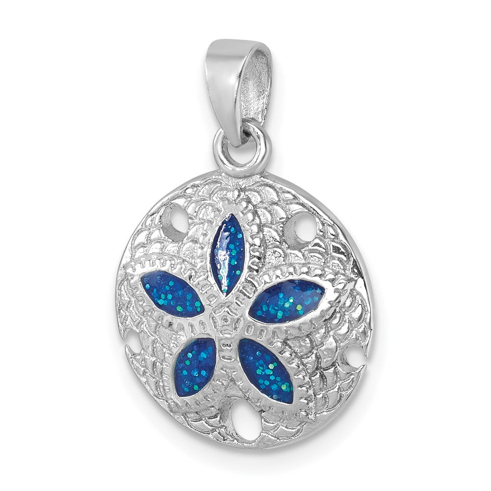 Sterling Silver Rhodium-plated Enameled Sand Dollar Pendant