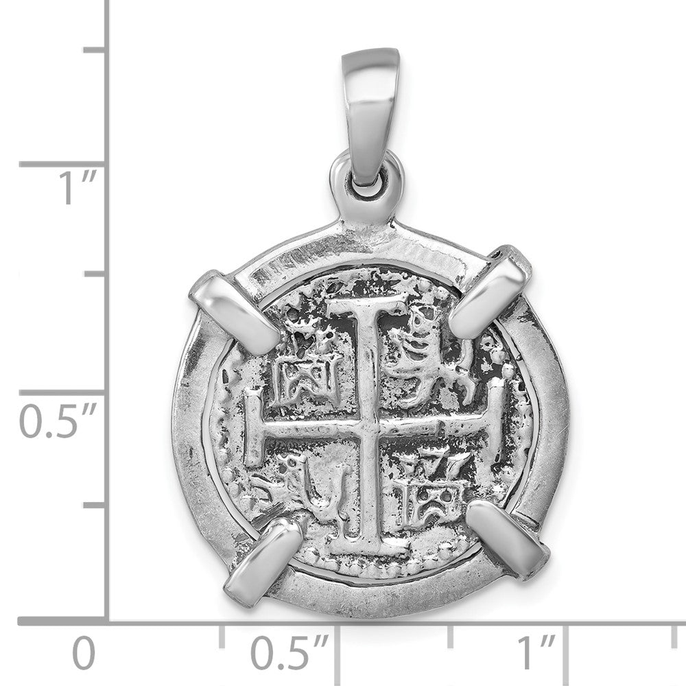 Sterling Silver Rhodium-plated Polished & Antiqued Medieval Coin Pendant