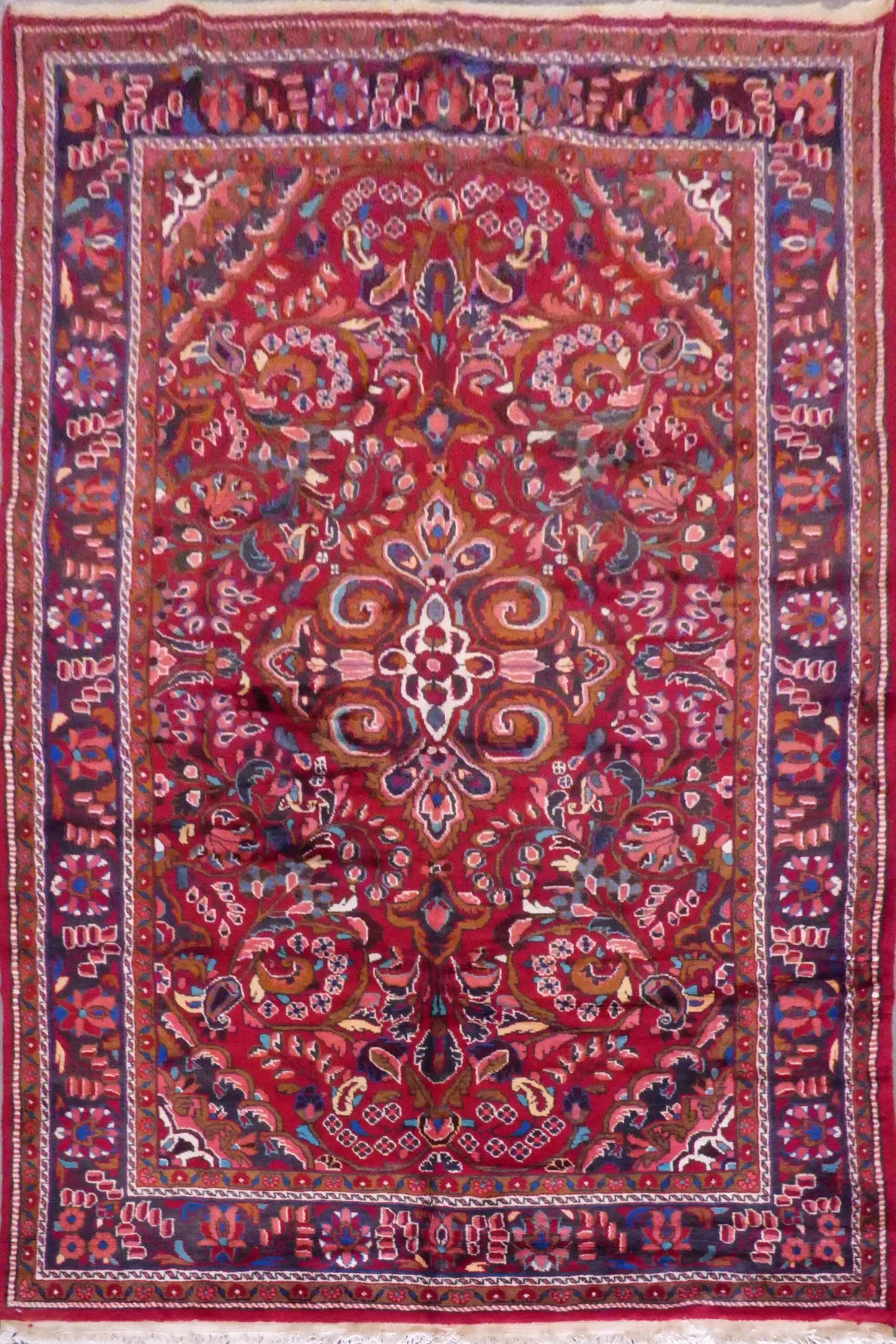 Lilian Semi Antique Medallion Hand Knotted Persian Tabriz Rugs Red, 10'11" X 7'4", Panr02520 (Red : 10536)