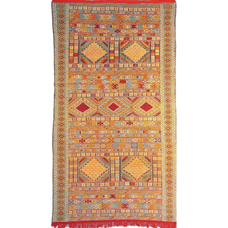 Marrocco Persian Kilim Collection And Modern Colorful Hand-Knotted Multi Area Kilim With Natural Wool And Cotton 8'0" X 4'5" Pank00049