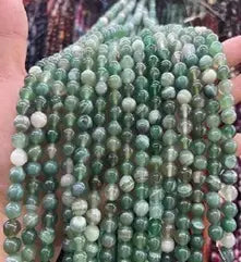 Natural Gemstone Loose Beads Necklace - green stripe agate - NO.123 ABC Jewelries