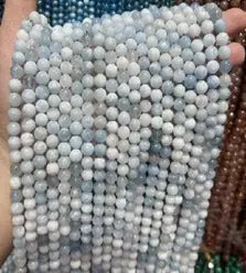 Natural Gemstone Loose Beads Necklace - light aquanarine - NO.187 ABC Jewelries