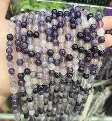 Natural Gemstone Loose Beads Necklace - purple fluorite - NO.85 ABC Jewelries