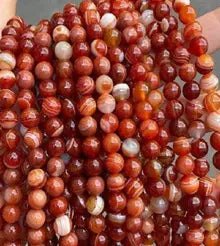Natural Gemstone Loose Beads Necklace - red stripe agate - NO.115 ABC Jewelries