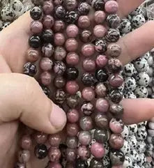 Natural Gemstone Loose Beads Necklace - rhodonite (black) - NO.95 ABC Jewelries