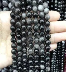 Natural Gemstone Loose Beads Necklace - silver obsidian - NO.182 ABC Jewelries