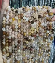 Natural Gemstone Loose Beads Necklace - yellow flower crystal - NO.167 ABC Jewelries