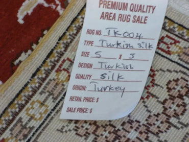 One Of The Kind Hand Made Turkish Silk design rugs size 5' x 3' Abc-Silk-TK004 ABC Rugs Kilims