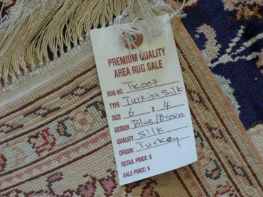 One Of The Kind Hand Made Turkish Silk design rugs size 6' x 4' Abc-Silk-TK007-Blue ABC Rugs Kilims