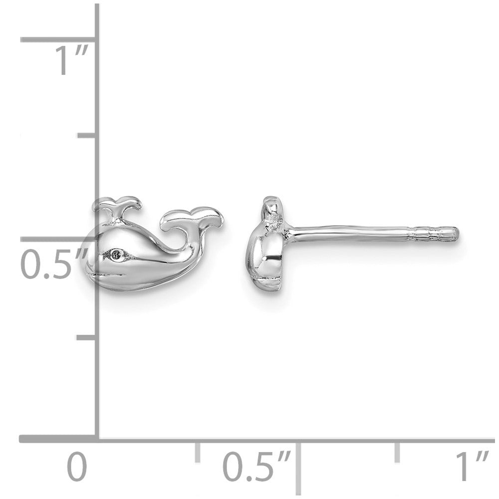 Sterling Silver Rhodium-Plated Polished Whale Post Earrings