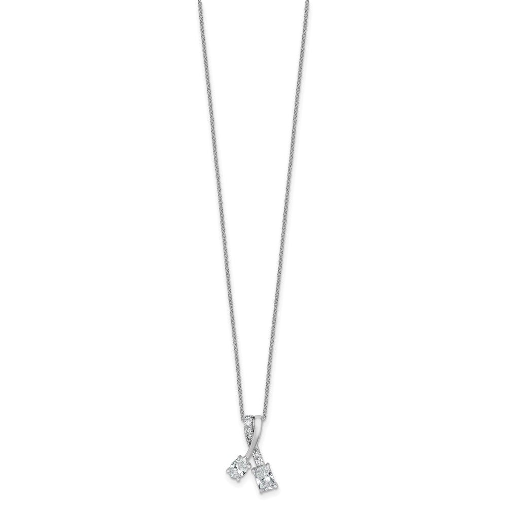 14kw 7/8ct Lab Grown Dia VS/SI+ G+ Comp 18in 2 Stone Pendant Necklace