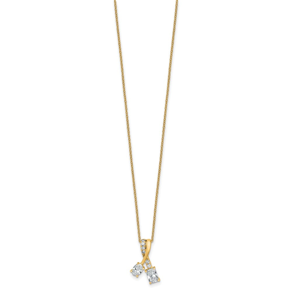 14k 7/8ct Lab Grown Dia VS/SI+ G+ Comp 18in 2 Stone Pendant Necklace