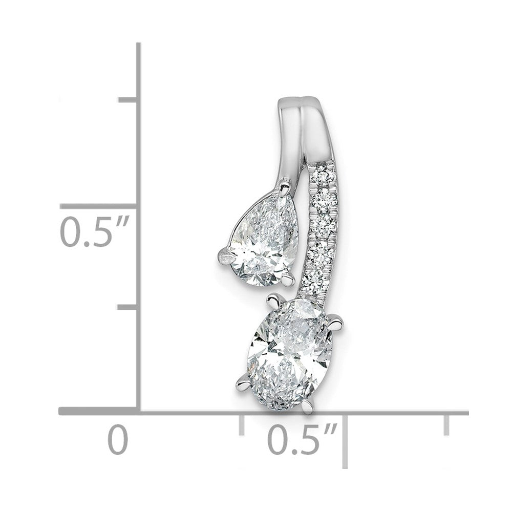 14kw 7/8ct Lab Grown Dia VS/SI+ G+ Comp 18in 2 Stone Pendant