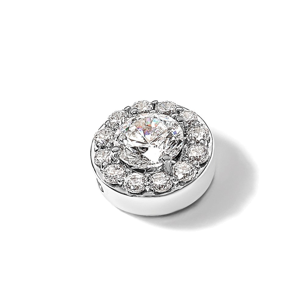 14kw 1/2ct Lab Grown Diamond VS/SI+ G+ Comp Halo Chain Slide Pendant