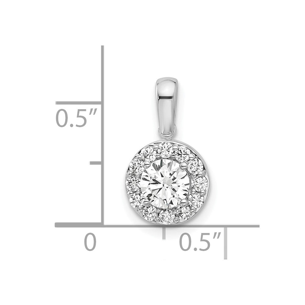14kw 3/4ct Lab Grown Diamond VS/SI+ G+ Comp Round Halo Pendant