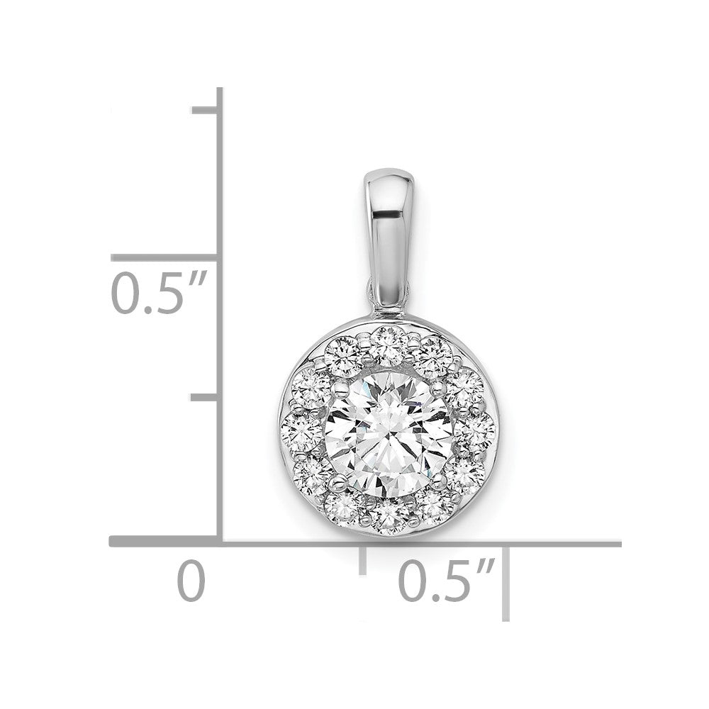 14kw 1ct Lab Grown Diamond VS/SI+ G+ Comp Round Halo Pendant