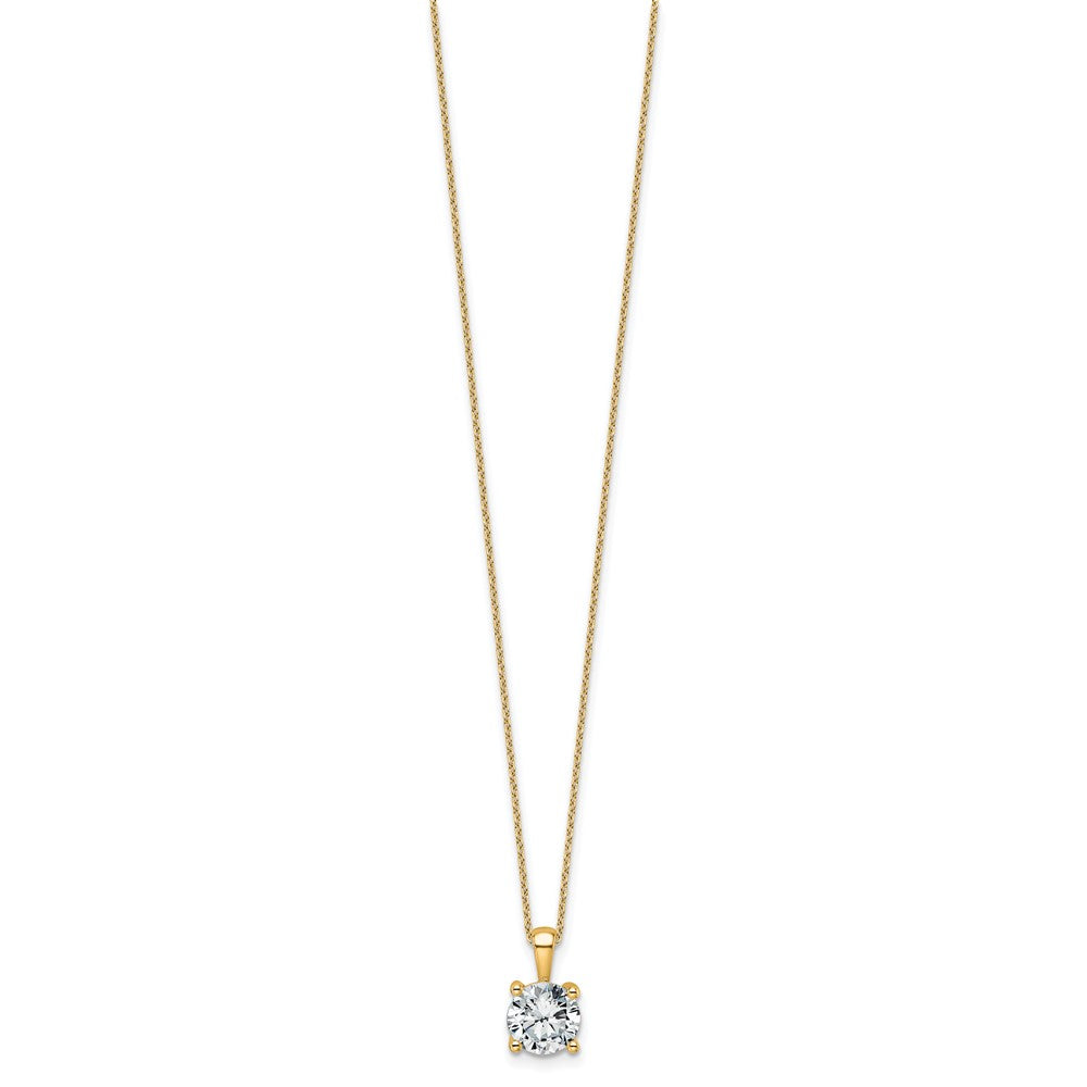 14k 2ct Lab Grown Dia VS+ F+ Comp 18in 4 Prong Pendant Necklace